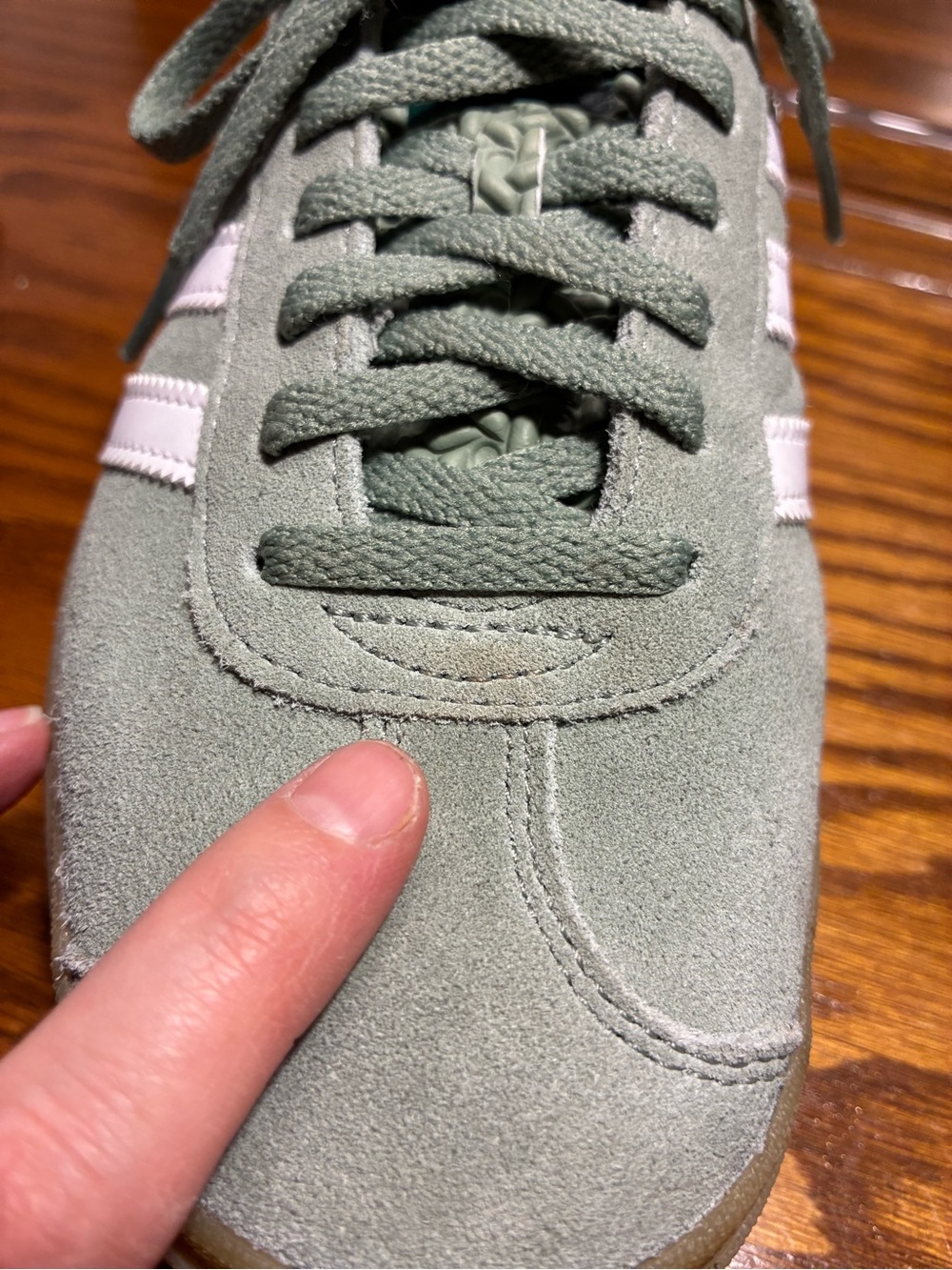Adidas Gazelle Bold Suede Platform Gum Sole Sneakers Sage Green Women’s 6.5 - Picture 16 of 16